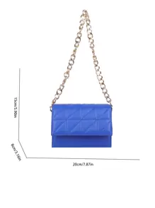 Bolso de hombro para mujer, bolso de cadena, bolso cuadrado mini, bolso acolchado, bolso mini ligero, adecuado para ir al trabajo, casual, combinación diaria, citas, trabajo, estudiante y otras ocasiones - Azul - Ver 3