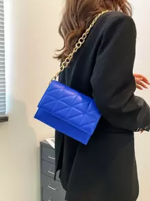 Bolso de hombro para mujer, bolso de cadena, bolso cuadrado mini, bolso acolchado, bolso mini ligero, adecuado para ir al trabajo, casual, combinación diaria, citas, trabajo, estudiante y otras ocasiones - Azul - Ver 4
