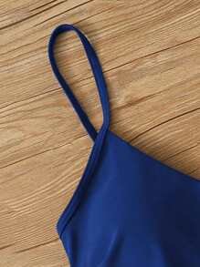 SHEIN Swim Summer Beach Palm Random Print Adjustable Strap Bikini - Blue and White - View 4
