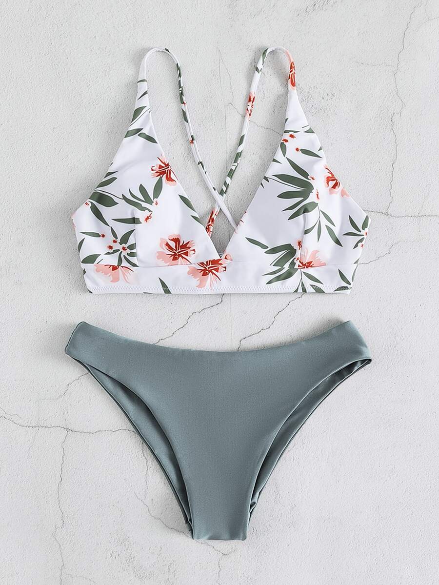 Floral Cheeky Bikini For Summer Beach - Multicolor - View 1