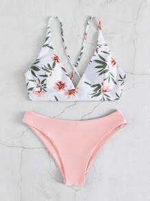 Floral Cheeky Bikini For Summer Beach - Multicolor - View 1