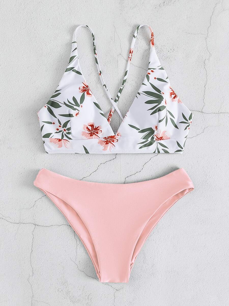 Floral Cheeky Bikini For Summer Beach - Multicolor - View 1