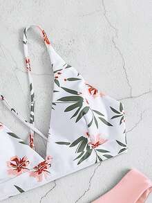 Floral Cheeky Bikini For Summer Beach - Multicolor - View 3