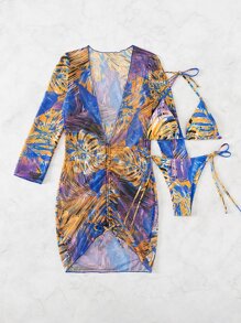 Women Bikini Sets Kolor Tropis Boho - Purple - View 4