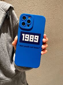 Letter Graphic Phone Case - Blue and White - View 5