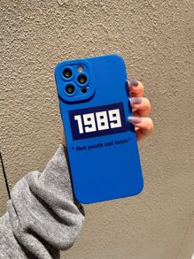 Letter Graphic Phone Case - Blue and White - View 6