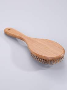 1pc Small Round Bamboo Comb,Brush,Hair Brushes,Edge Brush,Brush Hair,Hair Comb,Comb Hair,Detangling Brush,Ball Brush,Mini Hair Brush,Hair Brush Set,Wooden Comb - Brown - View 2