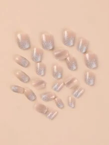 Bộ 24 móng tay giả hình bầu dục ngắn & 1 dũa móng tay & 1 tờ băng dính dán móng tay - Nhiều màu - Xem 5