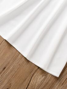 SHEIN 小女童拼接水溶蕾絲多層邊連衣裙 - 白色 - 查看 5