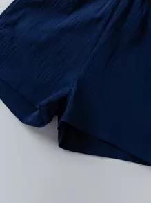 SHEIN Elladie kids 1pc Young Girl Halter Neck Sleeveless Jumpsuit With Half Placket And Elastic Waist, Summer Summer Holiday