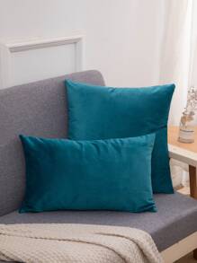 1入組素色靠墊套不附帶墊芯 - 藍色 - 查看 1