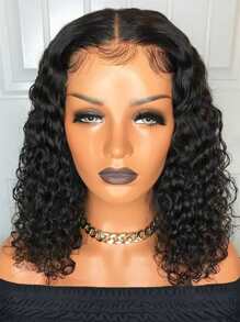 Curly Wave Bob Human Hair Wig - Natural Black - View 1