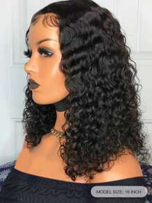 Curly Wave Bob Human Hair Wig - Natural Black - View 2