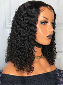 Curly Wave Bob Human Hair Wig - Natural Black - View 5