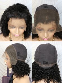 Curly Wave Bob Human Hair Wig - Natural Black - View 7