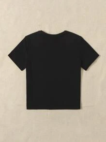 SHEIN Teen Girls Figure Graphic Tee - Black - View 2