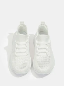 Cuccoo Lace-up Decor Running Sneakers - White - View 1