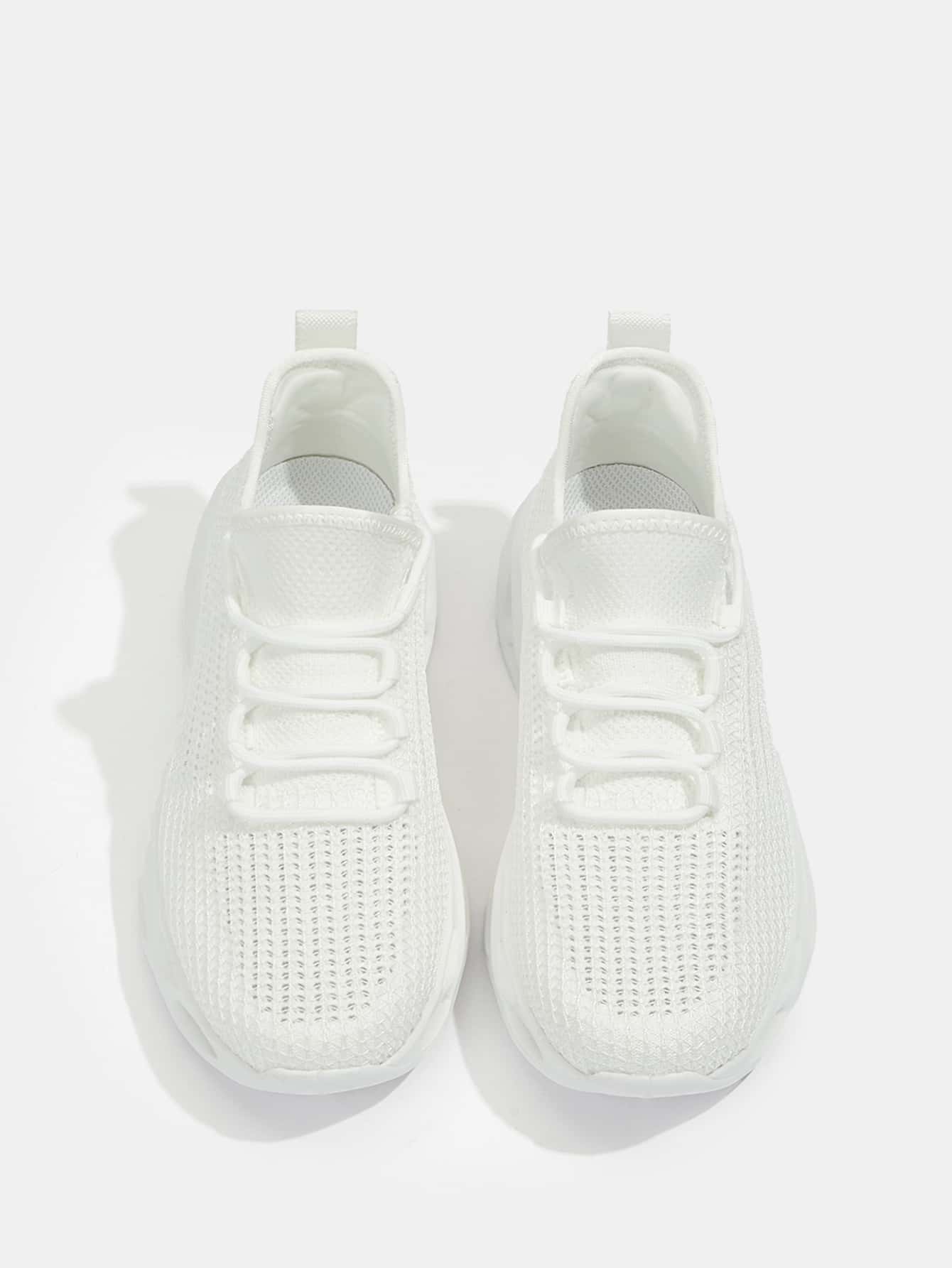 Cuccoo Lace-up Decor Running Sneakers - White - View 1