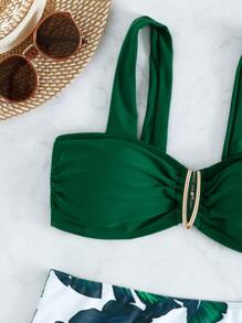 Summer Random Tropical Print V Wired Bikini - Multicolor - View 3