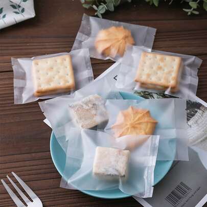 100 个透明包装袋，简易透明 PP 饼干包装袋，用于烘焙学校用品食品袋食品盒，适用于糖果巧克力饼干等。