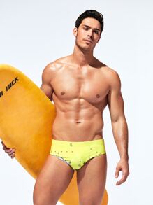 Manfinity Swimmode Hombres Calzoncillo de natación con estampado de dibujos animados - Amarillo - Ver 5