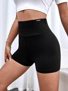 Muchica 字母補丁細節寬腰帶騎行褲