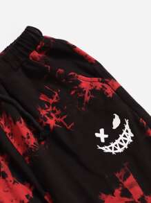 SHEIN 男孩卡通圖案紮染T恤和腰部抽繩衛褲 - 彩色 - 查看 4