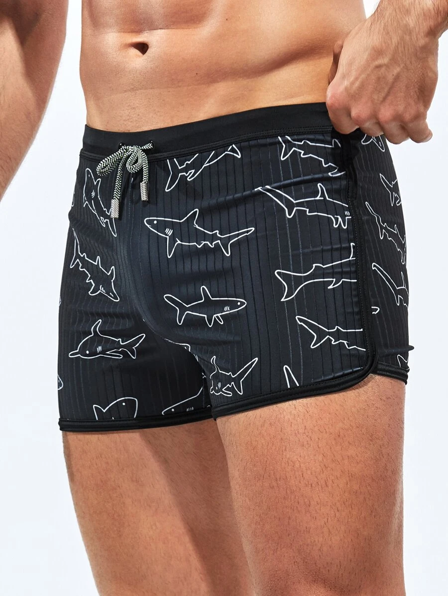 Manfinity Quần short bơi nam Dây kéo Thú vật Kỳ nghỉ - màu đen - Xem 1