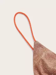 SHEIN ICON Ruched Metallic Cami Bodycon Dress - Redwood - View 3