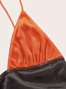 SHEIN ICON Ruched Metallic Cami Bodycon Dress - Redwood - View 4