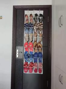 1pc Door Hanging Shoes Storage Bag - White - View 3