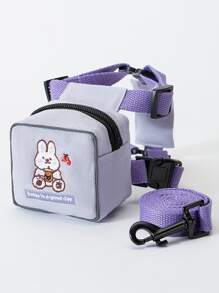 2pcs Cartoon Graphic Pet Leash & Harness Set - Purple - View 2