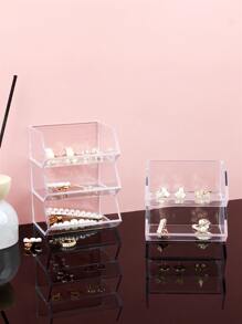 1pc Clear Jewelry Box, Transparent PS Stackable Jewelry Organizer Rack For Home - Clear - View 3