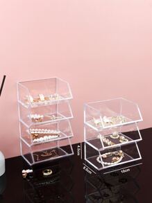 1pc Clear Jewelry Box, Transparent PS Stackable Jewelry Organizer Rack For Home - Clear - View 5
