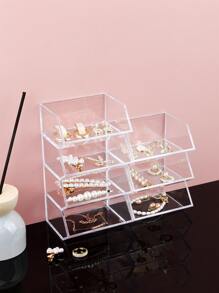 1pc Clear Jewelry Box, Transparent PS Stackable Jewelry Organizer Rack For Home - Clear - View 4