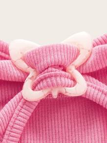 SHEIN ICON Áo nữ Lộ Lưng Cắt ra Xù nhỏ Xù Buộc lại Gân đan Nếp gấp Phần Ngực màu trơn Gợi cảm - Hồng - Xem 3