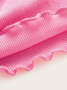 SHEIN ICON Áo nữ Lộ Lưng Cắt ra Xù nhỏ Xù Buộc lại Gân đan Nếp gấp Phần Ngực màu trơn Gợi cảm - Hồng - Xem 4