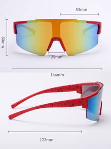 POLASUP 1pc Cycling Outdoor Riding One-Piece Goggles Sports Cycling Glasses, Gift Set Includes Anti-Lost Strap & Glasses Case. Colors: Black, White, Blue, Purple, Red, Pink. Unisex, All Seasons. Steampunk, Punk, Y2K Vintage Classic Fashion Style, Retro, Large Frame Square Travel, Driving, Fishing, Camping, Cycling, Hiking, Running Glasses With Decorative Eyewear - Red - View 5