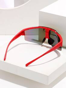 POLASUP 1pc Cycling Outdoor Riding One-Piece Goggles Sports Cycling Glasses, Gift Set Includes Anti-Lost Strap & Glasses Case. Colors: Black, White, Blue, Purple, Red, Pink. Unisex, All Seasons. Steampunk, Punk, Y2K Vintage Classic Fashion Style, Retro, Large Frame Square Travel, Driving, Fishing, Camping, Cycling, Hiking, Running Glasses With Decorative Eyewear - Red - View 7