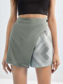 Provocation Geo Print Wrap Shorts - Multicolor - View 1