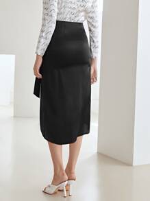 MOTF PREMIUM 100% SILK WRAP SKIRT - Black - View 3