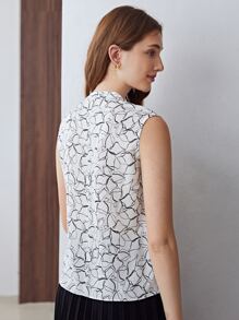 MOTF PREMIUM 100% SILK FLORAL TOP - White - View 3