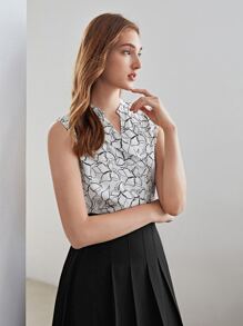 MOTF PREMIUM 100% SILK FLORAL TOP - White - View 8