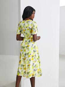 MOTF X Jo Situ Allen SILK FLUTTER SLEEVE DRESS - Multicolor - View 3