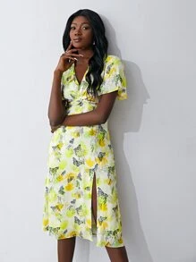 MOTF X Jo Situ Allen SILK FLUTTER SLEEVE DRESS - Multicolor - View 6