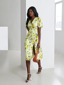 MOTF X Jo Situ Allen SILK FLUTTER SLEEVE DRESS - Multicolor - View 8