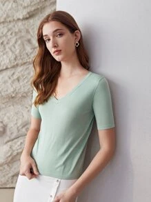 MOTF PREMIUM 100% SILK KNIT TOP - Mint Green - View 12