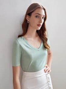MOTF PREMIUM 100% SILK KNIT TOP - Mint Green - View 5