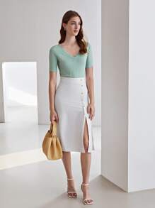 MOTF PREMIUM 100% SILK KNIT TOP - Mint Green - View 6