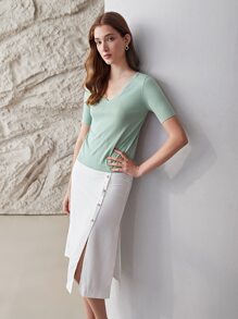 MOTF PREMIUM 100% SILK KNIT TOP - Mint Green - View 8